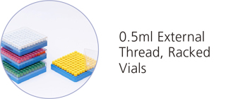0.5ml external thread, racked vials