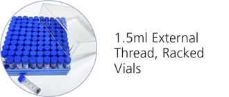 1.5ml external thread, racked vials