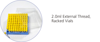 2.0ml external thread, racked vials